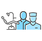 Dentist and dental professionals providing patient care and treatment services.